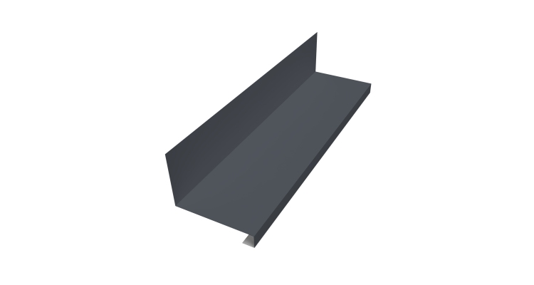 Планка примыкание нижнее к трубе фальц Grand Line 0,5 Satin с пленкой RAL 7024 мокрый асфальт (2м)