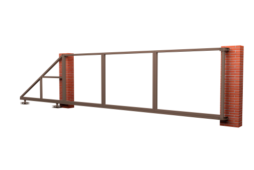 Ворота откатные Жалюзи к кирпичному столбу 2,0х5,0 RAL 8017