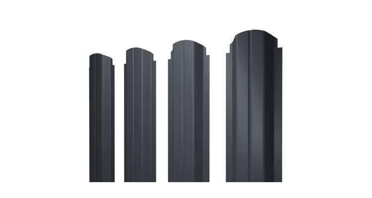 Штакетник П-образный A фигурный 0,5 Atlas X RAL 7024 мокрый асфальт